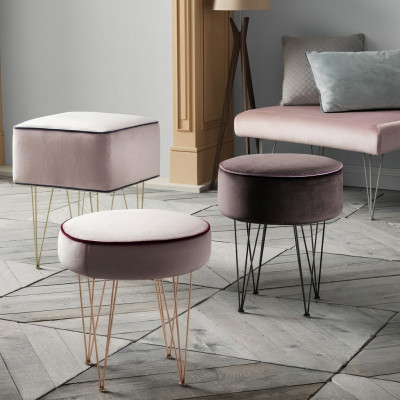 Stool Ottoman Relax Pouf Round Upholstered Stool New