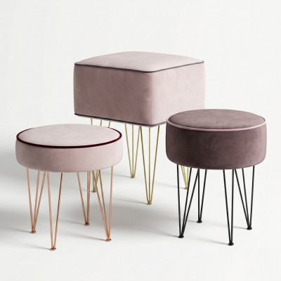Stool Ottoman Relax Pouf Round Upholstered Stool New