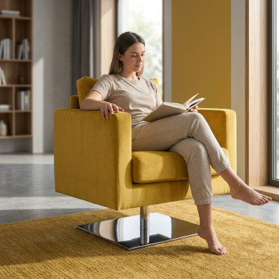 Armchair Chair Upholstery Television Textile Yellow Luxury Fabric Design Lounge Club Relax New