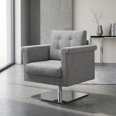 Design Couch Lounge Textile Seat Grey Furniture Single Seater Armchair Fabric Relax Seat