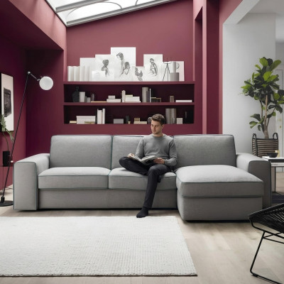 Modern luxury corner textile wood sofa L-shape alfitalia design upholstery living room