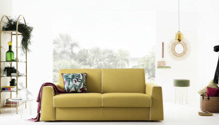 Design Living Room Yellow Sofa 3-Seater Alfitalia Fabric Couch Sofa Upholstery Sofas