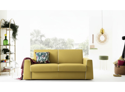 Design Living Room Yellow Sofa 3-Seater Alfitalia Fabric Couch Sofa Upholstery Sofas