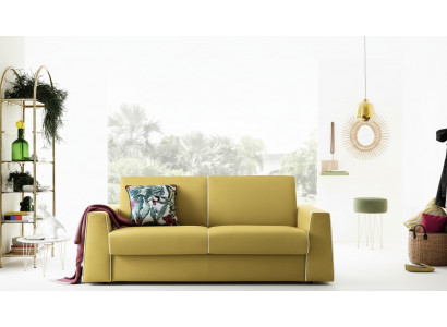 Design Living Room Yellow Sofa 3-Seater Alfitalia Fabric Couch Sofa Upholstery Sofas