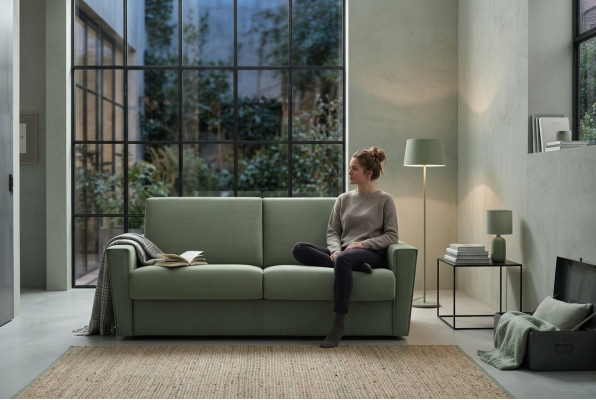 Furniture Living Room Design Green Textile Alfitalia Modern Design Luxury Sofa 2 Seater