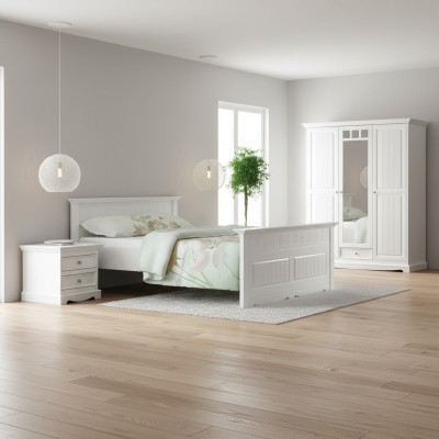 Solid Wood Farmer's Bed 180x200 cm Wooden Bed Bedroom Furniture White Country House