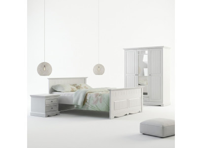 Solid Wood Farmer's Bed 180x200 cm Wooden Bed Bedroom Furniture White Country House