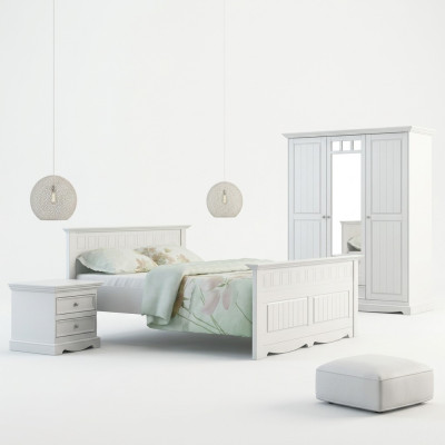 Designer bedroom bed with 2 bedside tables, wardrobe set, new, 180x200cm, 4-piece set