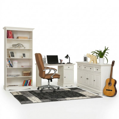 Office set 3-piece furniture desk table dresser cabinet shelf complete