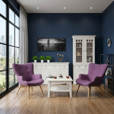 Classic Design Furniture Group 2-Piece Set Country Style Display Cabinet Sideboard Furniture Wood