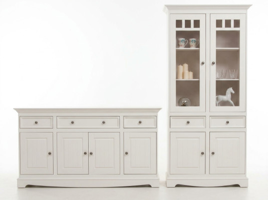 Classic Design Furniture Group 2-Piece Set Country Style Display Cabinet Sideboard Furniture Wood