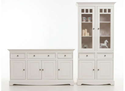 Classic Design Furniture Group 2-Piece Set Country Style Display Cabinet Sideboard Furniture Wood