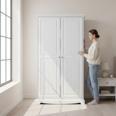 Country-style wardrobe cabinet multipurpose clothes closet wood cabinets white