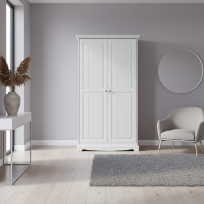 Country-style wardrobe cabinet multipurpose clothes closet wood cabinets white