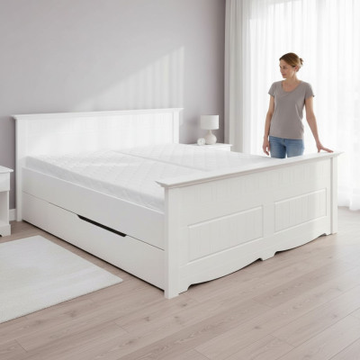 Double bed bed bed frame beds marriage bed upholstered bed wood furniture white farmhouse