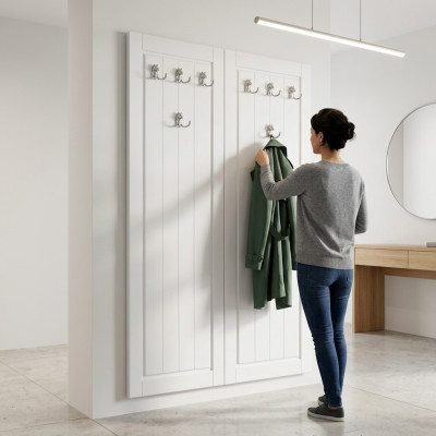 Wall wardrobe stand, coat rack, hall hooks, wood hanger, country house