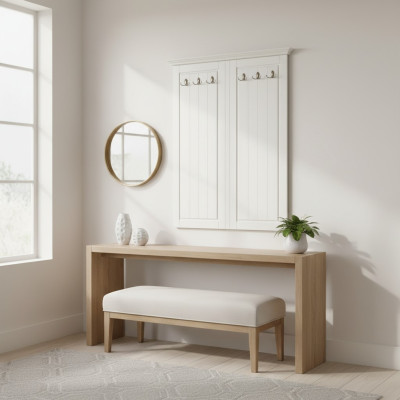 Country style coat rack wall wardrobe wood coat hanger white new