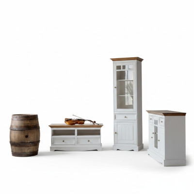 Living room wall unit display cabinet country house designer furniture 3-piece set chest of drawers TV sideboard wood