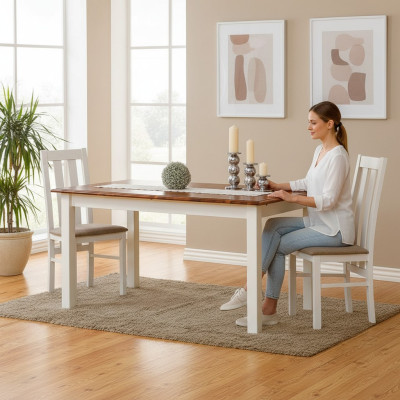 Country House Wooden Dining Table Table Wood Tables 150/197cm Dining Room Extendable