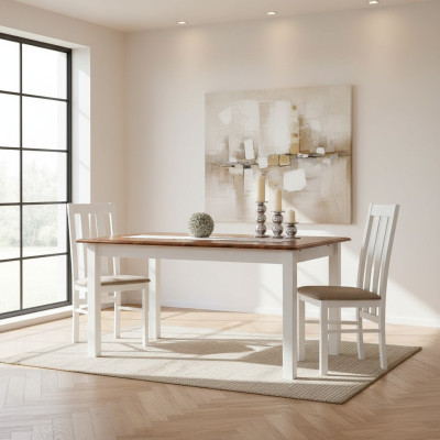 Country House Wooden Dining Table Table Wood Tables 150/197cm Dining Room Extendable