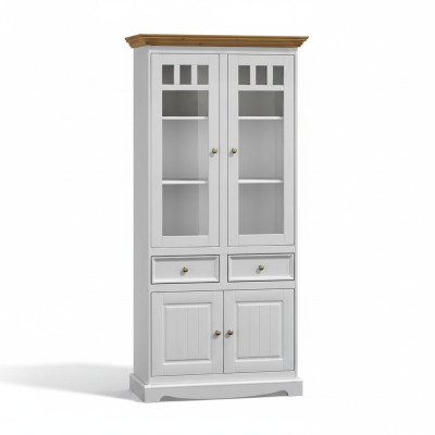 Classic living room furniture white brown wood showcase display cabinet furniture