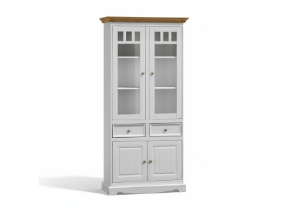 Classic living room furniture white brown wood showcase display cabinet furniture