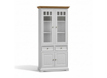 Classic living room furniture white brown wood showcase display cabinet furniture