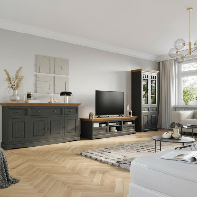 Living room wall unit wood dresser + TV sideboard Italian country house furniture 3-piece set new