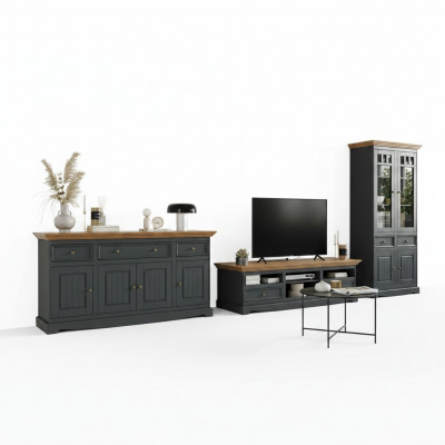 Living room wall unit wood dresser + TV sideboard Italian country house furniture 3-piece set new