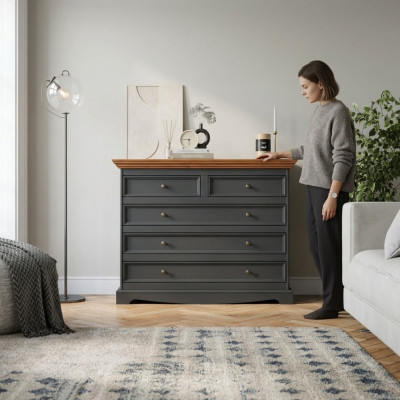 Dressers Sideboards 5 Drawers Tall Cabinet Cupboard Shelf Dresser Sideboard New