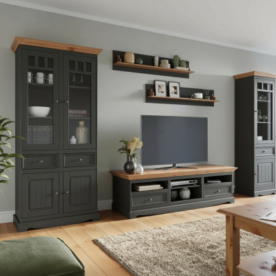 Living room wall unit set display cabinet TV sideboard wall shelves sideboards cabinet wood furniture 5 piece set.