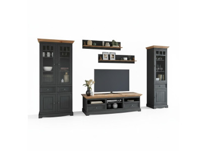 Living room wall unit set display cabinet TV sideboard wall shelves sideboards cabinet wood furniture 5 piece set.