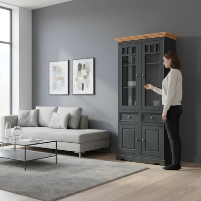 Modern display cabinet handmade solid wood cabinets massive wood glass