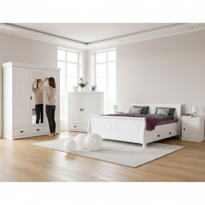 Bedroom set double bed 2x bedside table console beds hotel upholstery 5 pcs.