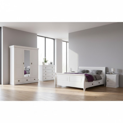Bedroom set double bed 2x bedside table console beds hotel upholstery 5 pcs.