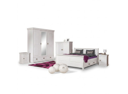 Bedroom set double bed 2x bedside table console beds hotel upholstery 5 pcs.
