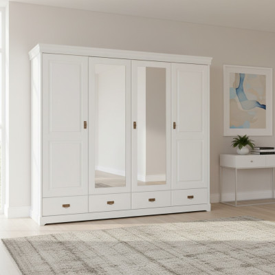 Wardrobe country-style shelf wardrobe clothes cupboards wooden furniture white