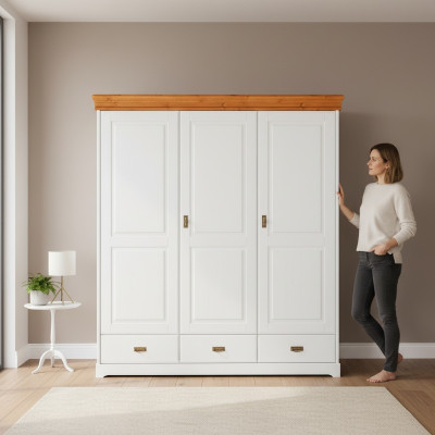 Wardrobes Country Style Wardrobe Clothes Cabinet Wood Cabinet XXL Wardrobe Shelf