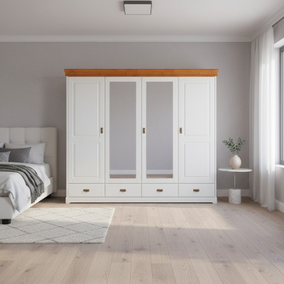 Wardrobe Country Style Closet Clothes Cabinets Wood Furniture White Shelf
