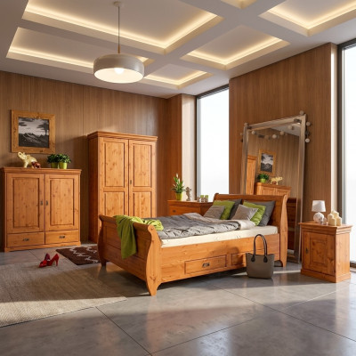 Bedroom set complete design classic bed furniture 5-piece nightstand country style