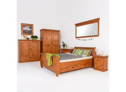 Farmers' Bedroom Bed Wood 180x200 Beds Brown Double Bed Furniture Upholstery New