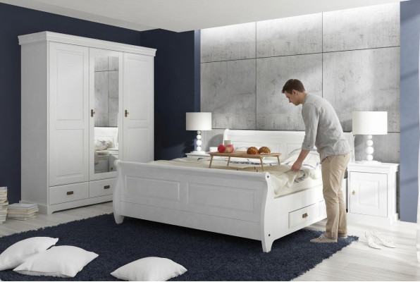 Bedroom set bed nightstand wardrobe hotel beds wood design 4-piece set.