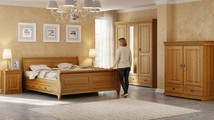 Design bedroom sets complete bed wardrobe nightstand 5-piece set