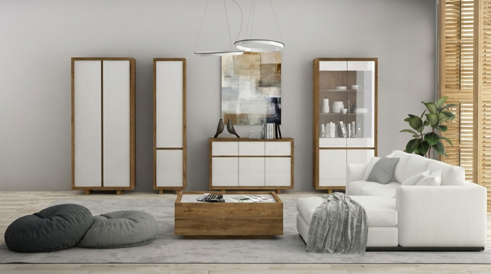 Living room set display cabinet chest of drawers wall units cabinets table furniture wood 4-piece set
