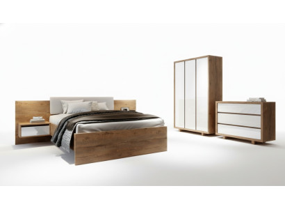 Complete bedroom set bed nightstand wardrobe dresser design 5 pieces.