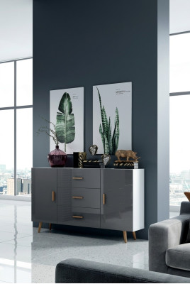 Dressers Living Room Cabinet 140cm XL Low Boards Modern Wood Dresser Sideboard