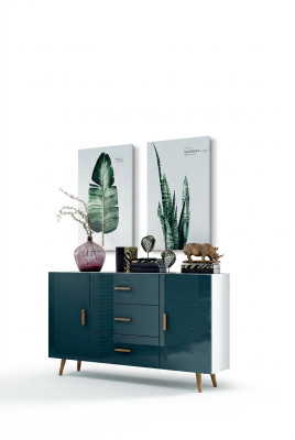 Dressers Living Room Cabinet 140cm XL Low Boards Modern Wood Dresser Sideboard