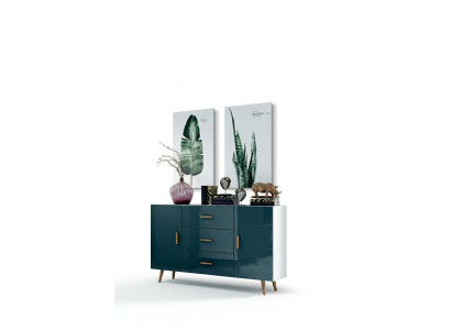 Dressers Living Room Cabinet 140cm XL Low Boards Modern Wood Dresser Sideboard