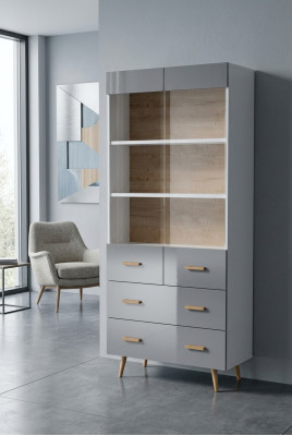 Display sideboard cabinet shelf modern style living room collection grey showcases