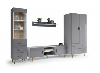 Living room modern style wall unit 4-piece set modern wall unit display cabinets shelf cabinet